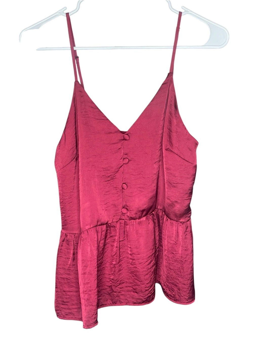 NWT Allison Joy Olivia Satin Cami Evereve Burgundy v-neck tank top button front